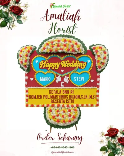 Karangan Papan Bunga Pernikahan di Penusupan